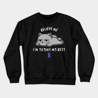 CFS Warrior Cat With Awareness Ribbon Crewneck Sweatshirt